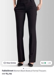 Fablestreet Tailored Fit Black Trousers For Women