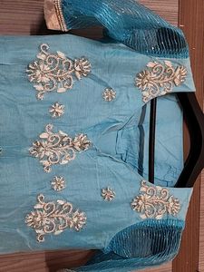 Light Skyblue Embroidered Kurti