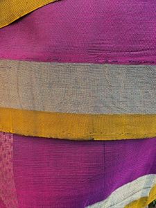 Wine Colored Feather N Leaf Motifs Pure Silk Sare