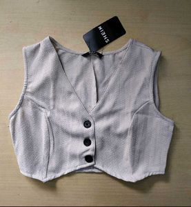Sleeveless Textured Waistcoat