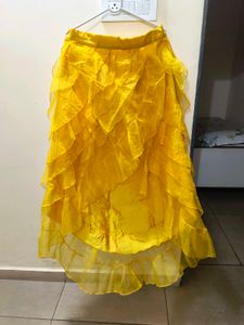 Designer Yellow Skirt With Pink Halter Neck Top