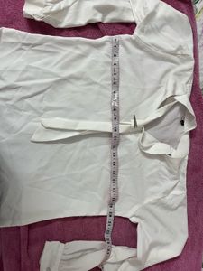 White Tie-Neck Blouse