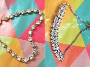 Set Of 2 Sparkling Crystal Ad Bracelet