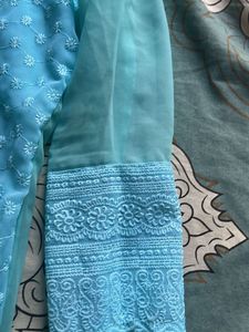 Teal Embroidered Kurti