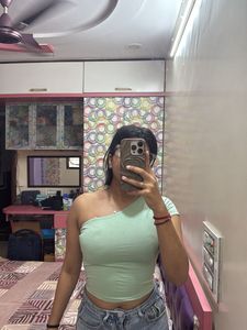 Sage Green One-Shoulder Tee