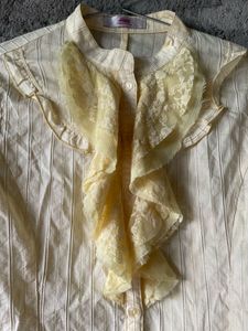 Vintage Victorian Style Ruffle Blouse- Lace Detail