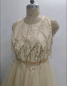 Cream Sequin Party Dress