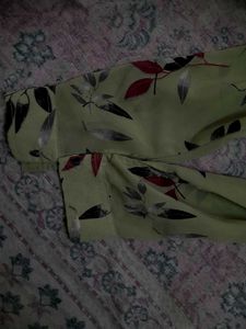Olive CROP  Tie Shirt