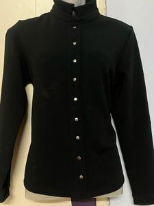 KAZO BRANDED Black DESIGNER Button Top