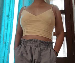 Cream Crop Top Cami Bra For Summers🍧