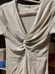 Ribbed Knit Twist-Front Top