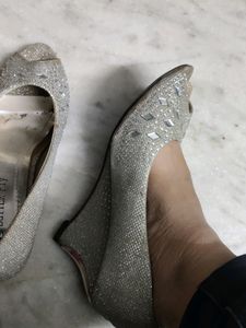 Silver Color Heels Comfortable
