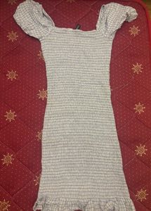 Blue Striped Smocked Square-Neck Dress