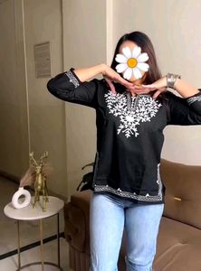 Trending Short Kurti With Thread Detailing 🖤