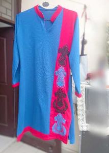 Blue & Pink woolen Kurta
