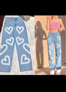 Heart Print Jeans