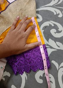 Yellow Nd Purple Combination Dress