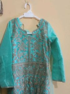 Long Gown 4 Pieces. Salwar Dupatta And Upper Court