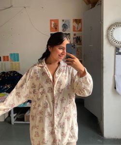 Cute Bear Print Pajama Shirt