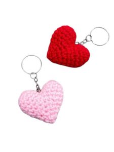 Couple Heart Crochet Keychain New