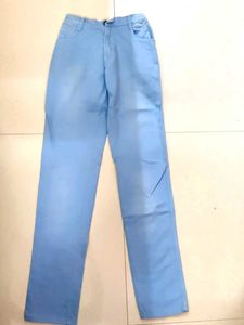 Light Blue Straight-Leg Pants