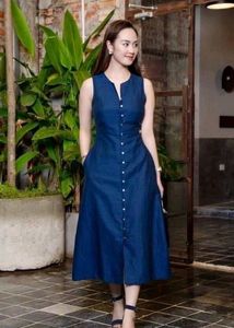 Blue Cotton Sleeveless Kurti Swap Available