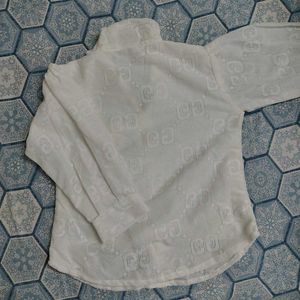 White Mesh Sheer Shirt