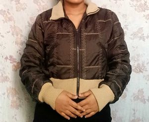 Brown Padded Bomber Jacket