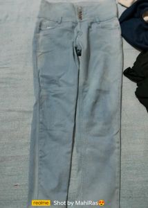 Stretchable Skinny Sky-blue High Waist Jeans