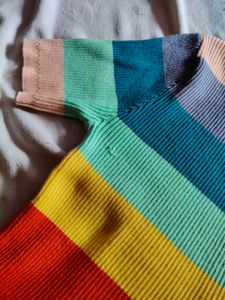 Rainbow Striped Knit Top