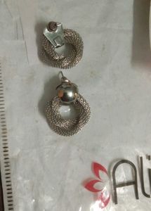 Statement Earring Set: Silver Knot &amp; Gold Teardrop