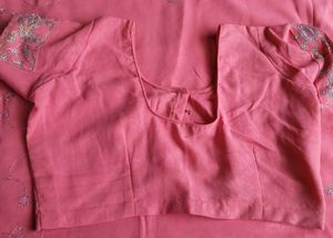 Pink Dress Material Saree