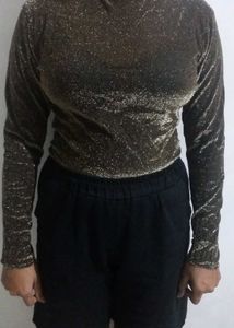 Mock Neck Glitter Bodysuit