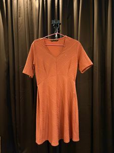 Sparkling Coral V-Neck Dress