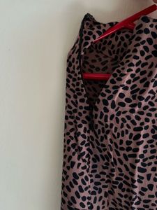 Animal Printed Leopard Pleated Slid Skirt