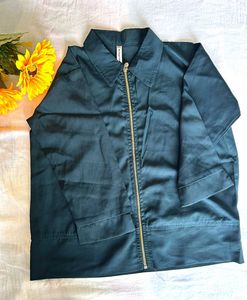 Greenish Blue Zip-Up Jacket