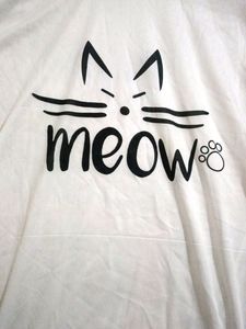 White Cute Top Meow Written