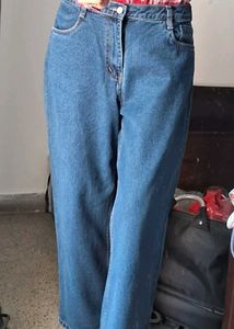 Classic Wide Leg Blue Jeans