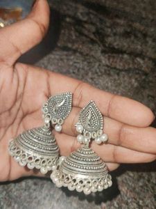 Silver Jhumka Earrings