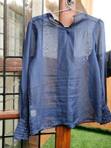 Beautiful Sheer Navy Van heausen top