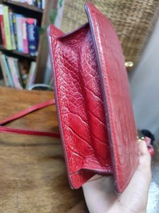 Red Leather Sling Clip Bag