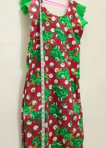 💚❤️NEW Floral Kurti With Green Lace 💚