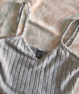 Gray Ribbed Tank Top