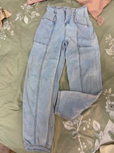 Light Wash High Waist Denim Pants