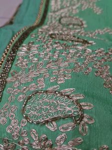Green Pittan Work Saree With Blouse