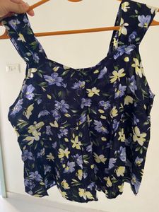 Floral Print Navy Blue Top