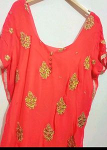 Red Party Wear Suit Salwar &amp; Dupatta For 50 Bust
