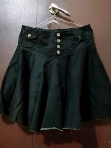 Cute Black Skirt with Button Detail