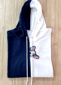 Hoodie Oversized Top- Blue And White