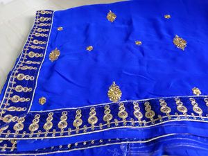 Blue Saree With velvet Golden Border 💙